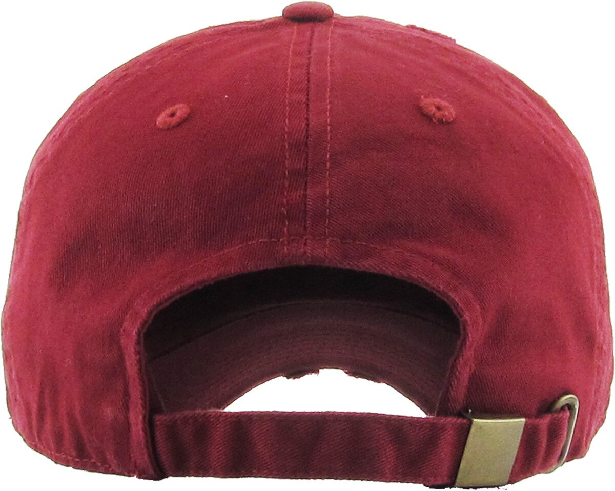 Maroon Distressed Vintage Baseball Cap Back View